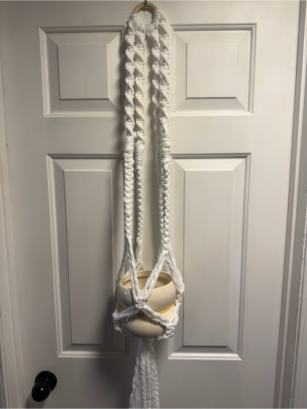Handmade White Macramé Plant Hanger